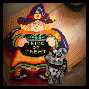 Cute Halloween Witch wall hanging plastic canvas